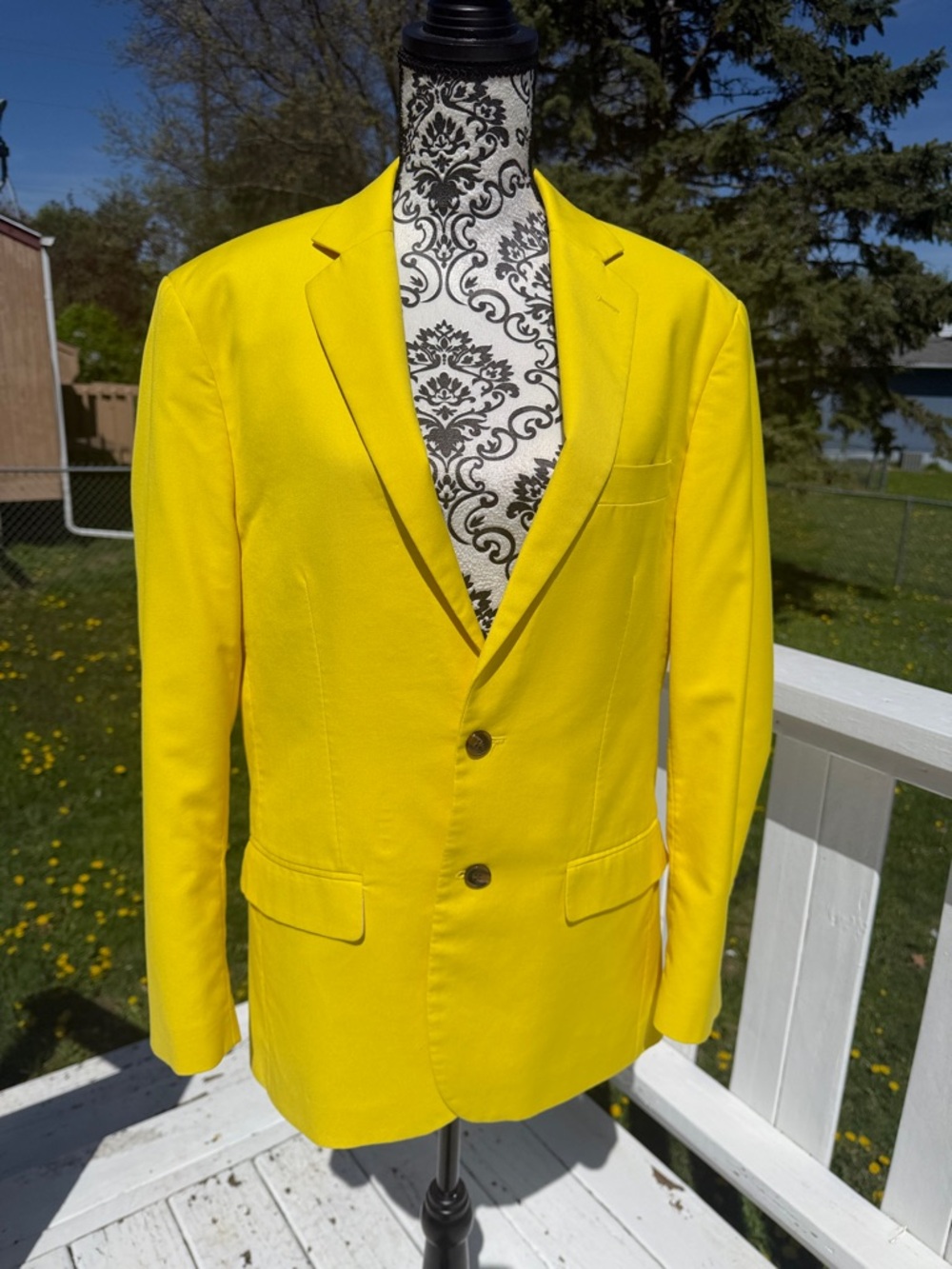 Shinesty Bright Yellow Blazer Mens 42 Slim Fit Casual Sport Coat Jacket